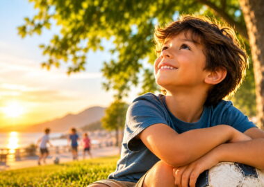 Niño Jugando Al Aire Libre Para Favorecer La Prevención De La Miopía Infantil Mediante La Exposición A La Luz Natural