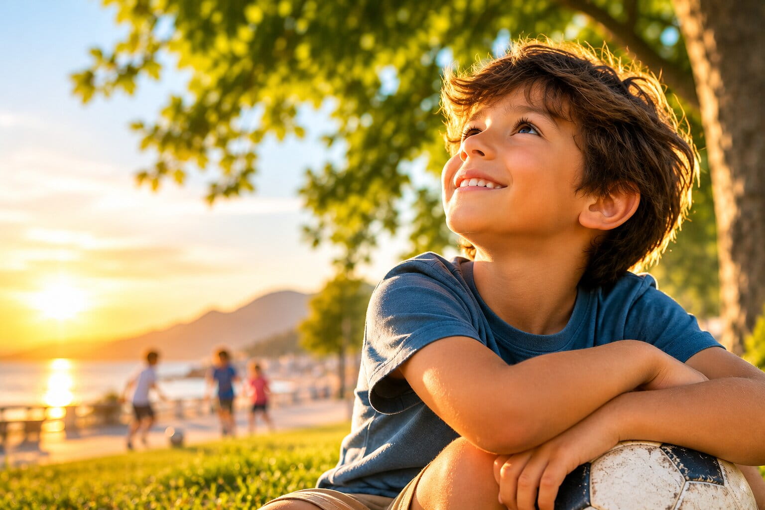 Niño jugando al aire libre para favorecer la prevención de la miopía infantil mediante la exposición a la luz natural